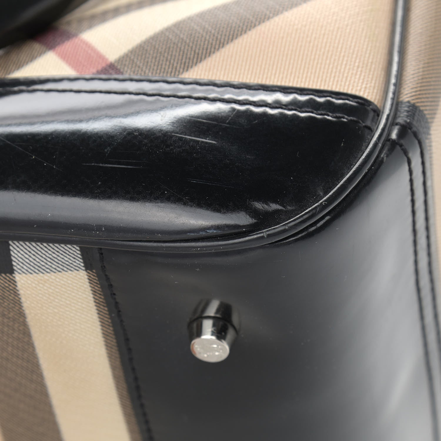 Burberry Supernova Check Patent Bowling Bag Black 17 of 19