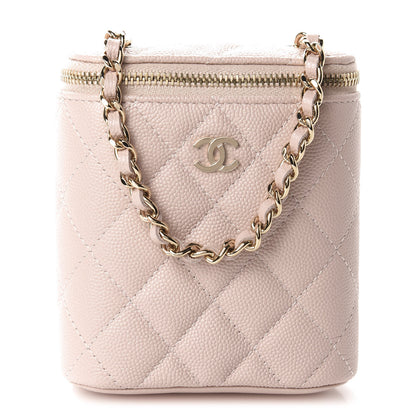 Chanel Caviar Quilted Small Vertical Coco Beauty Vanity Case With Chain Light Pink 1 of 10
