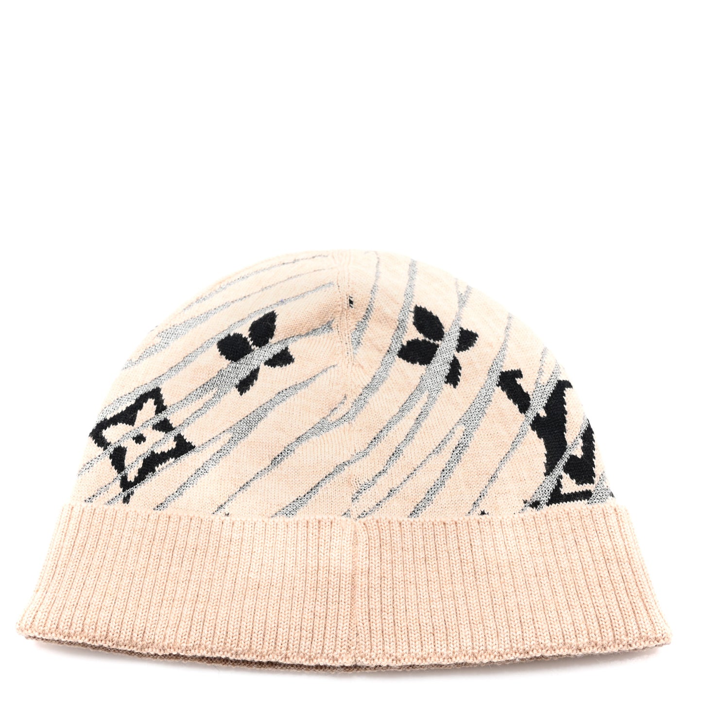 Wool Monogram Beanie Hat Beige