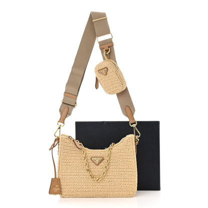 Prada Yarn Raffia Effect Crochet Re-Edition 2005 Shoulder Bag Naturale 12 of 12
