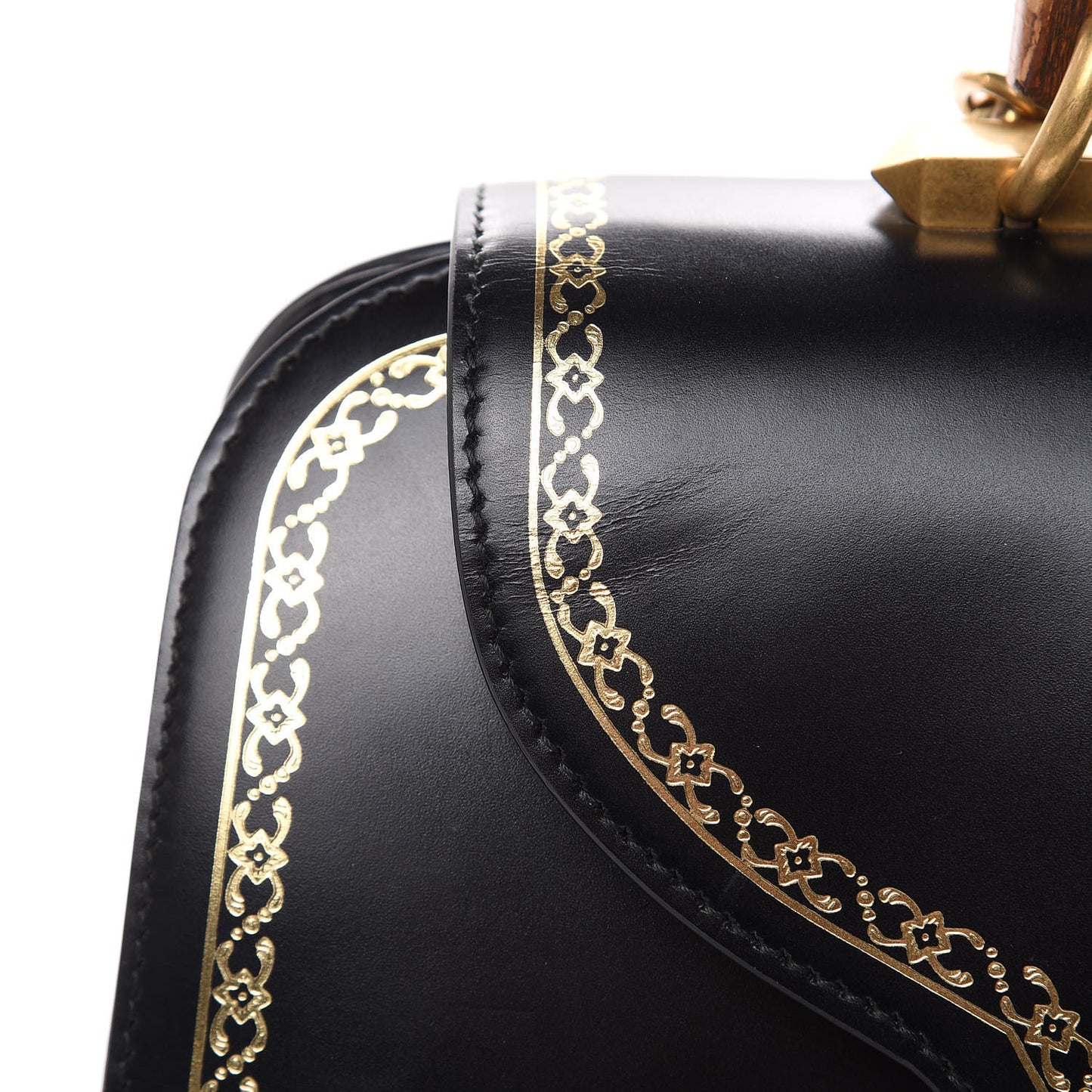Calfskin Bamboo Medium Thiara Top Handle Bag Black