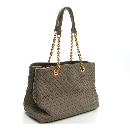 Bottega Veneta Nappa Intrecciato Medium Classic Chain Strap Tote Taupe Grey 3 of 11