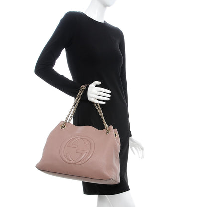 Gucci Pebbled Calfskin Medium Soho Chain Shoulder Bag Dark Cipria 2 of 7
