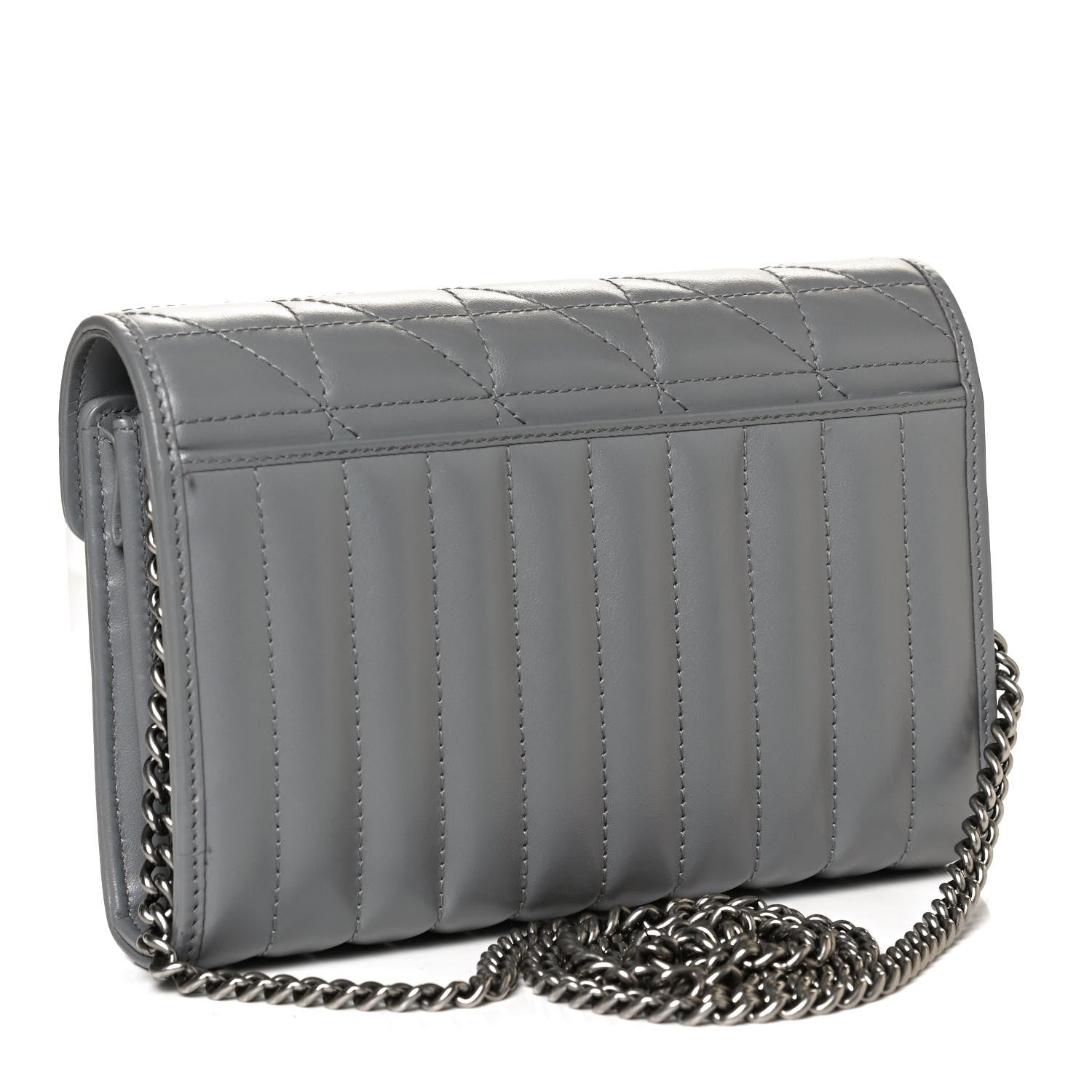 Gucci Calfskin Matelasse Aria GG Marmont Chain Wallet Deep Grey 3 of 12