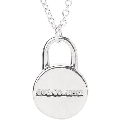 Tiffany Sterling Silver Diamond 1837 Circle Lock Necklace 4 of 5