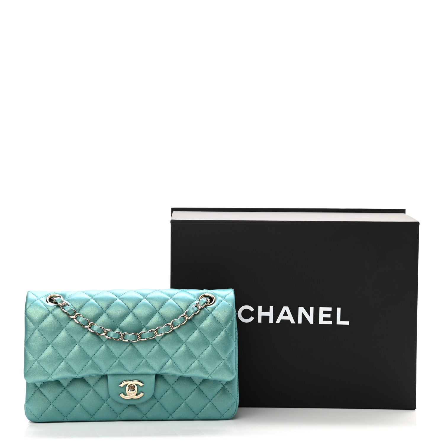 Chanel Iridescent Calfskin Quilted Medium Double Flap Green 11 of 11