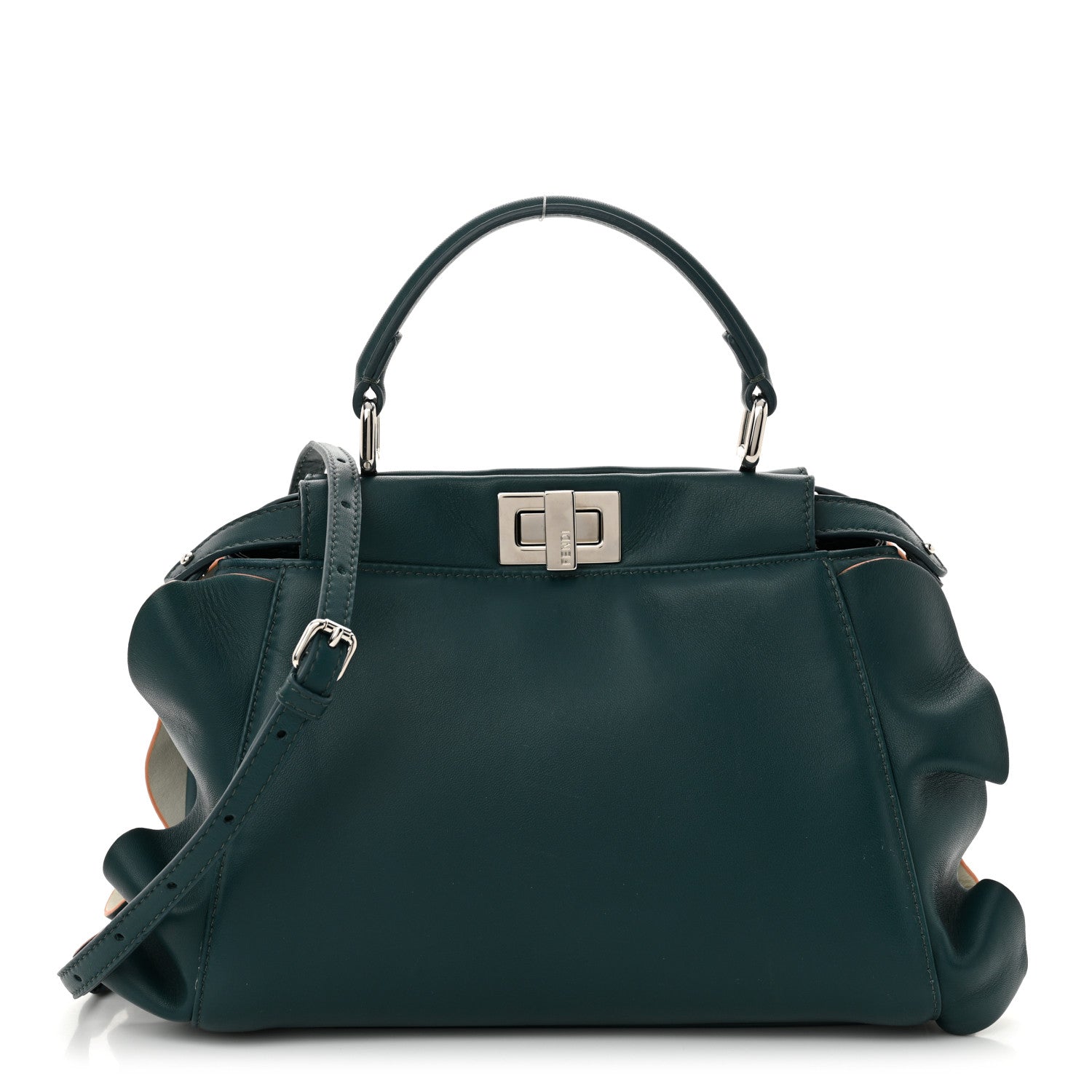Fendi Nappa Waves Bi-Color Mini Peekaboo Iconic Satchel Ocean 1 of 10