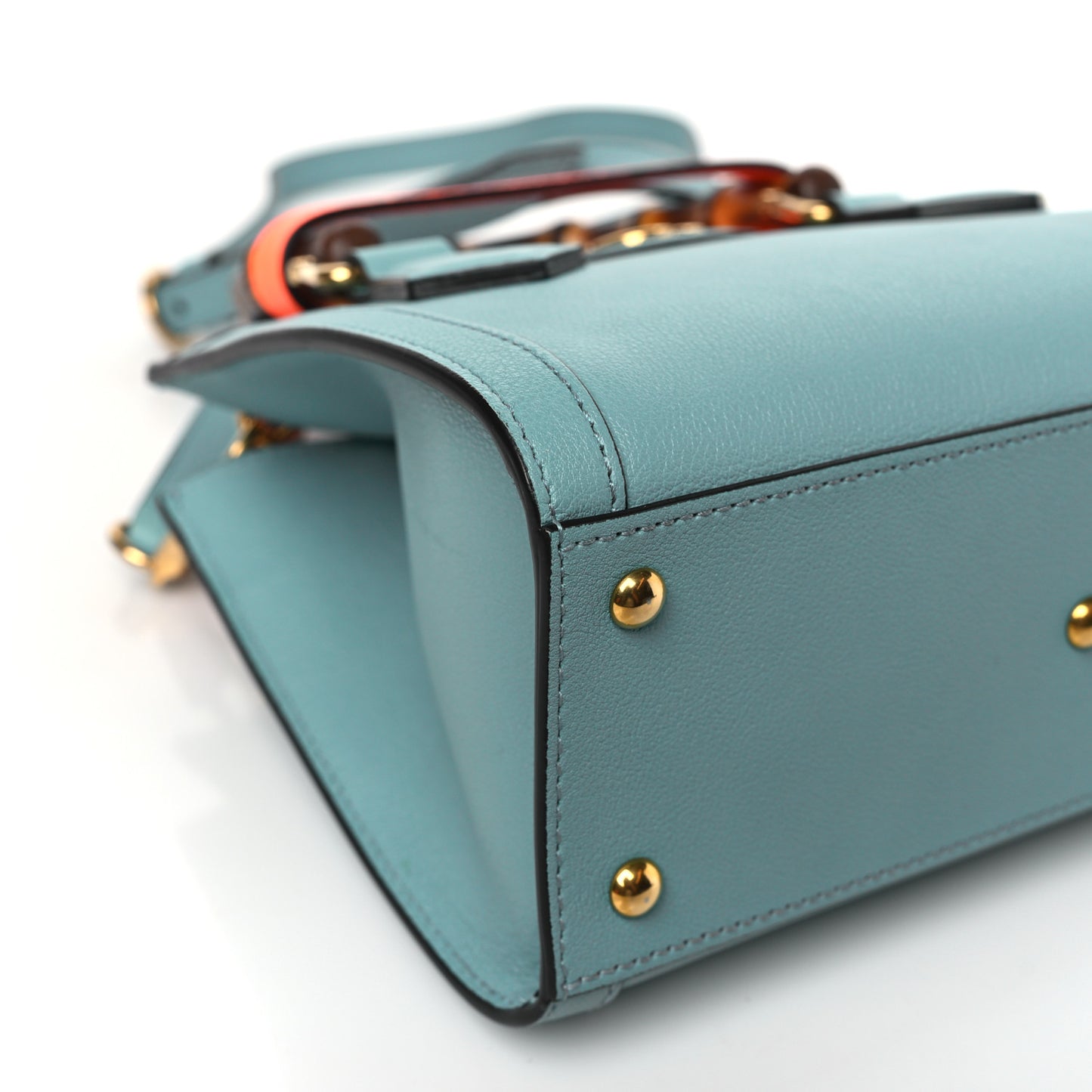 Wonka Grain Calfskin Mini Diana Tote Bag Dusty Azure Orange Fluo