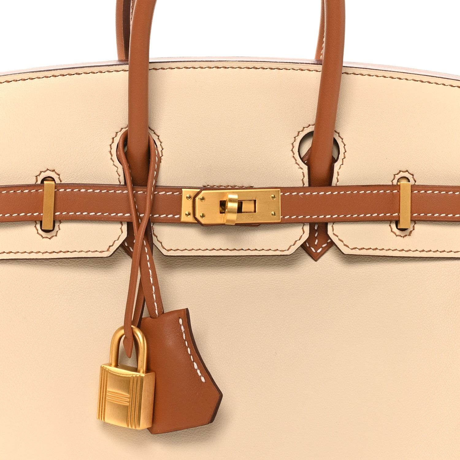 Hermes Swift Horseshoe Birkin 25 Craie Gold 8 of 11