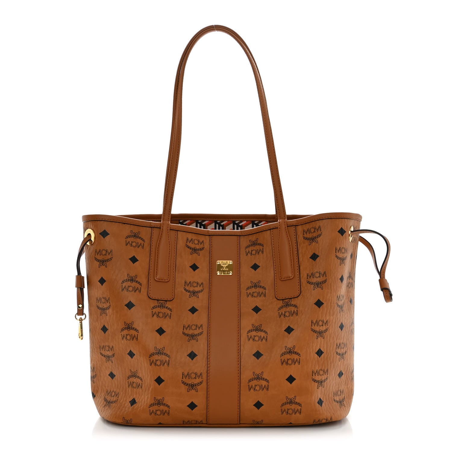 MCM Visetos Small Liz Reversible Shopper Tote Cognac 3 of 13