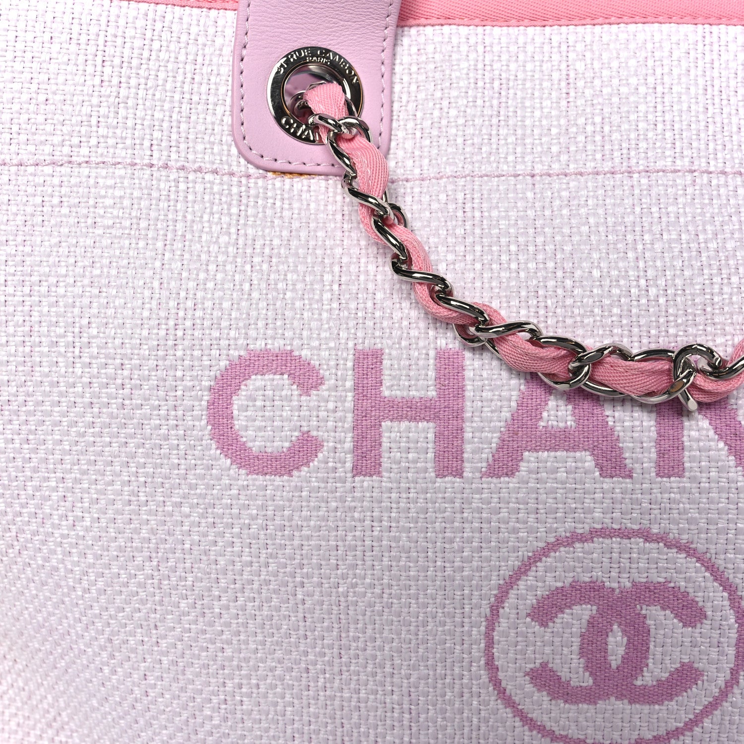 Chanel Woven Straw Raffia Medium Deauville Tote Pink 7 of 11