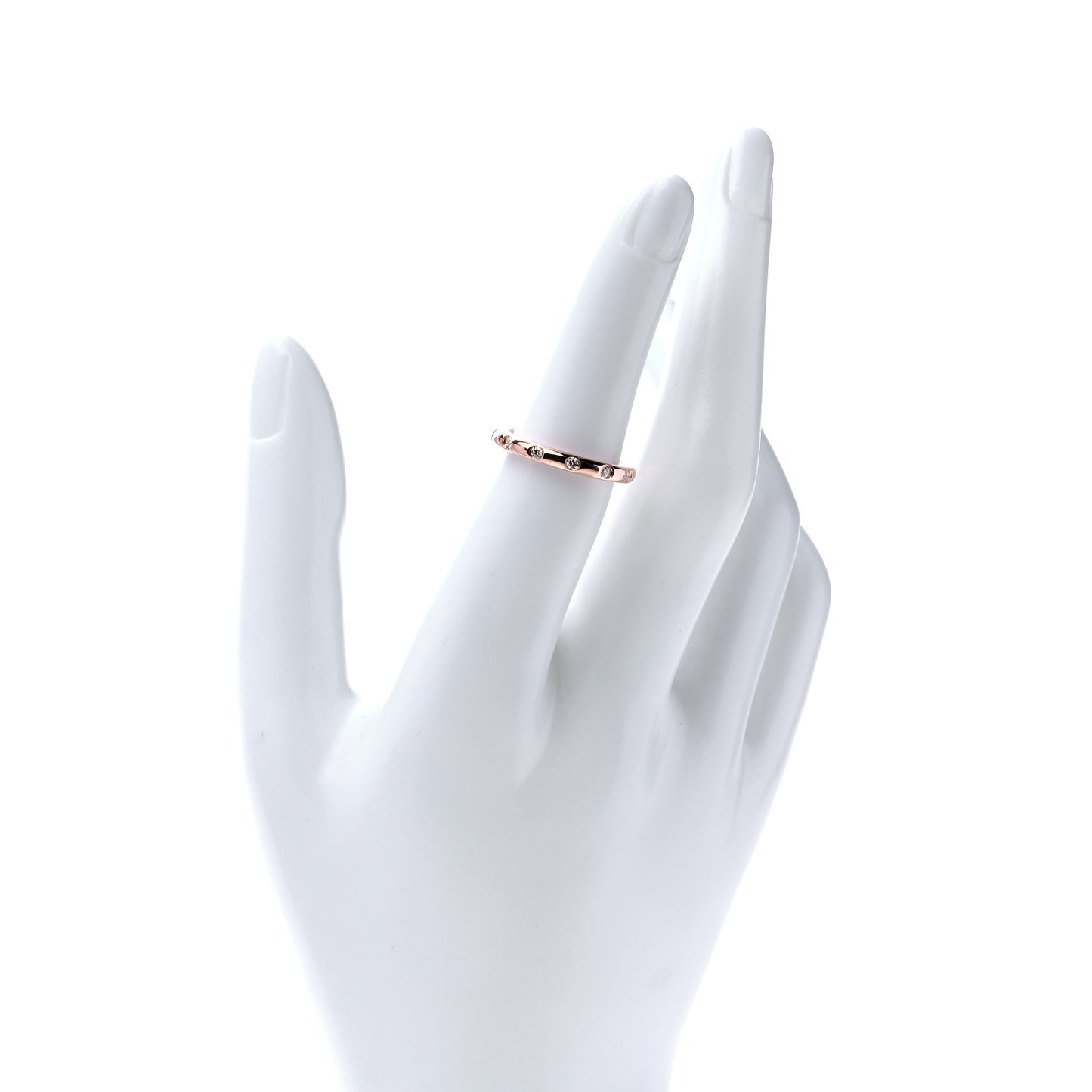 18K Rose Gold Diamond Bezet Band Ring 50 5.5