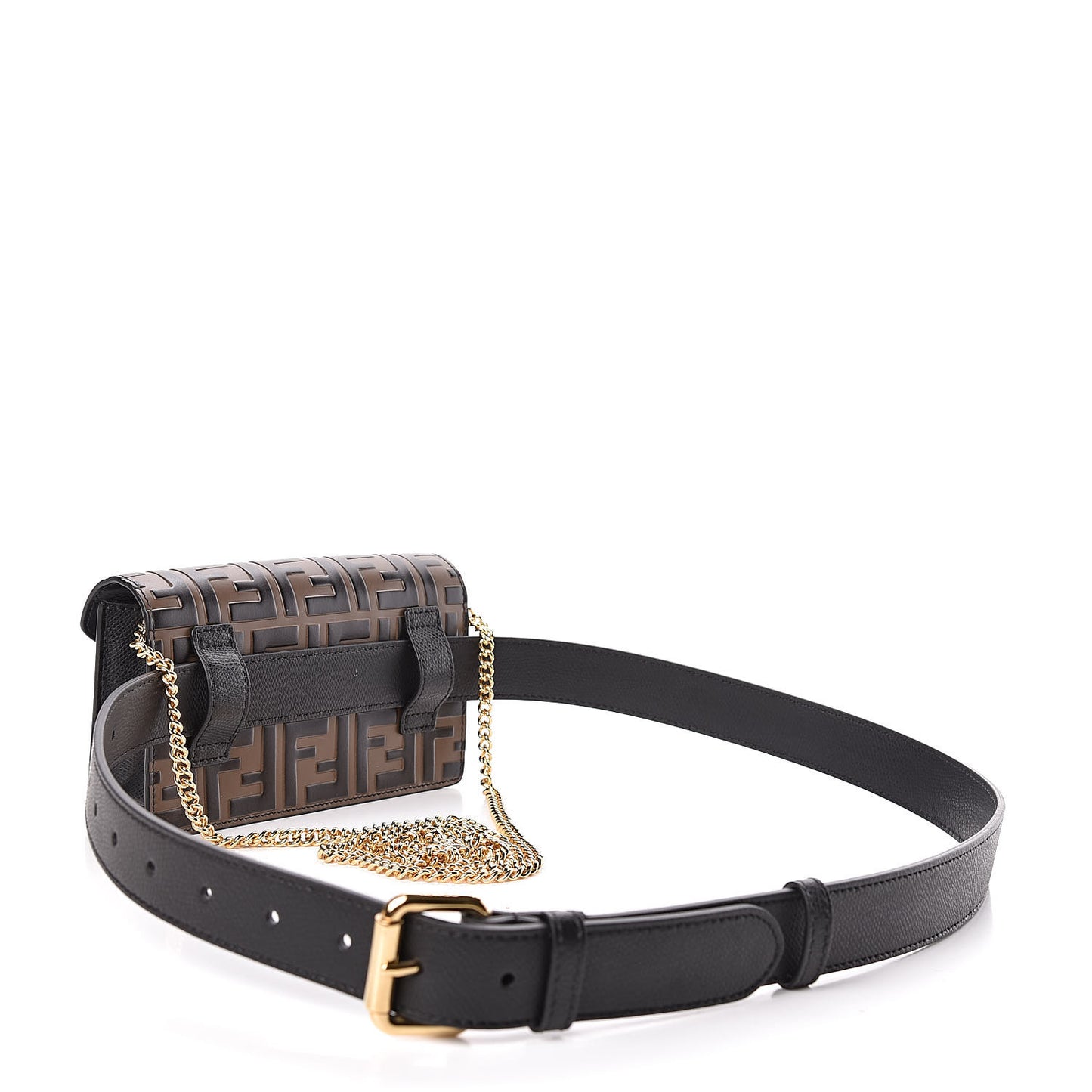 Vitello Cruise F is Fendi Bi-Color FF 1974 Embossed Envelope Belt Bag Maya Black