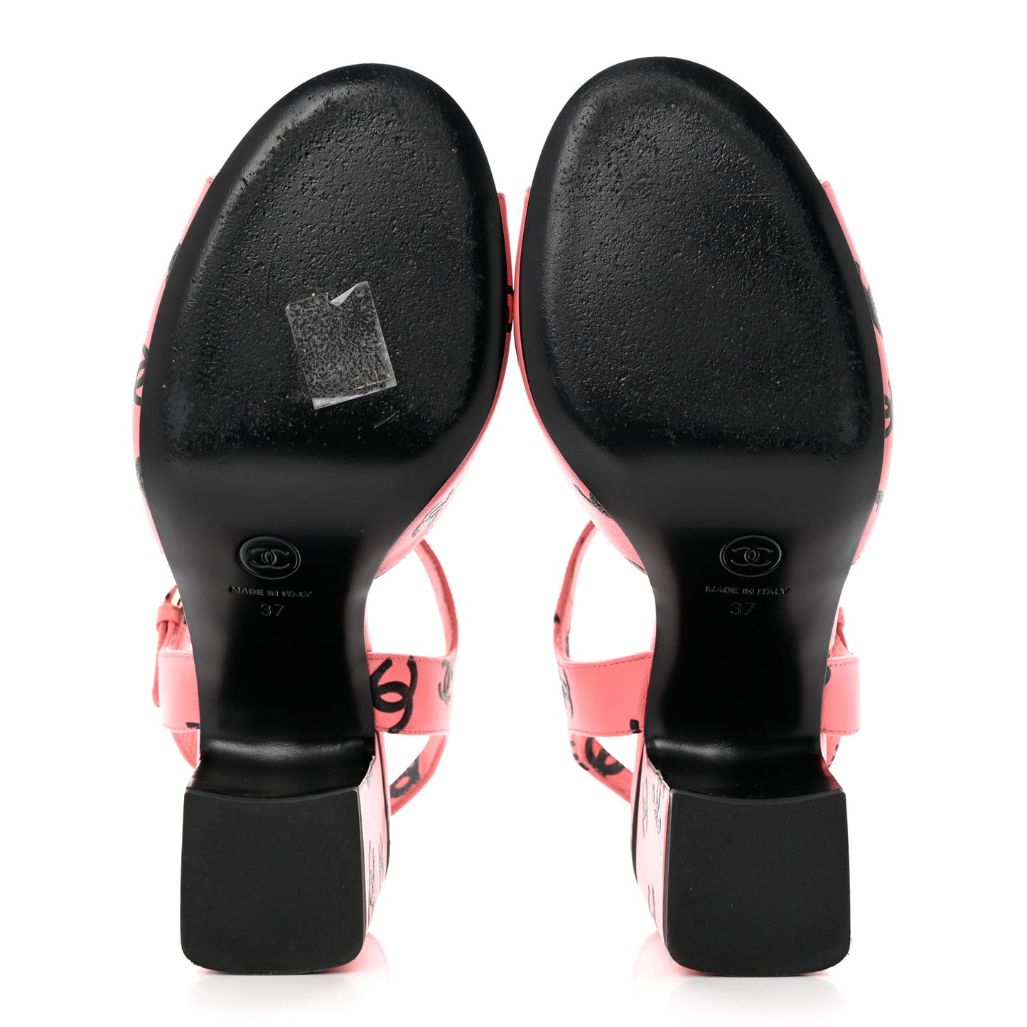 Printed Lambskin Coco Beach Sandals 37 Pink Black