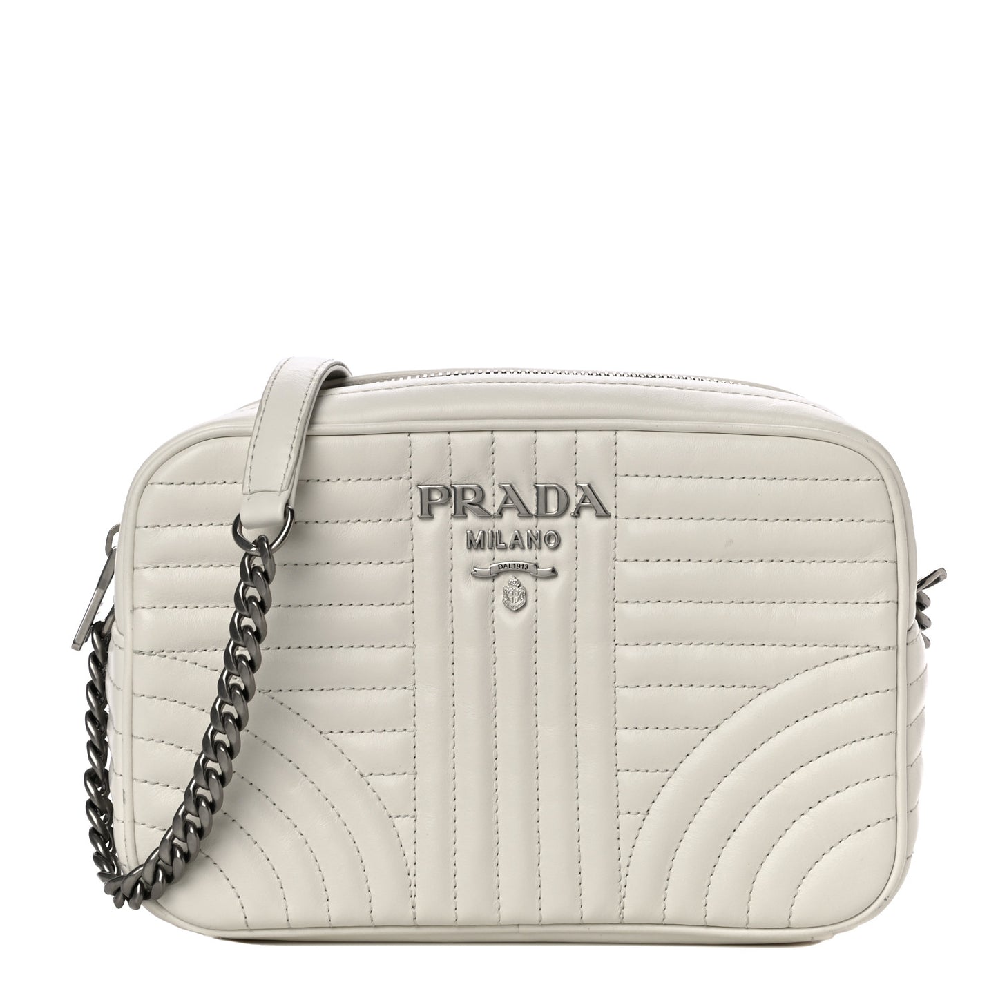 Soft Calfskin Diagramme Crossbody Bag White