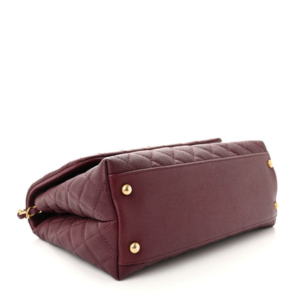 Chanel Caviar Lizard Embossed Quilted Small Coco Handle Flap Burgundy 4 of 12