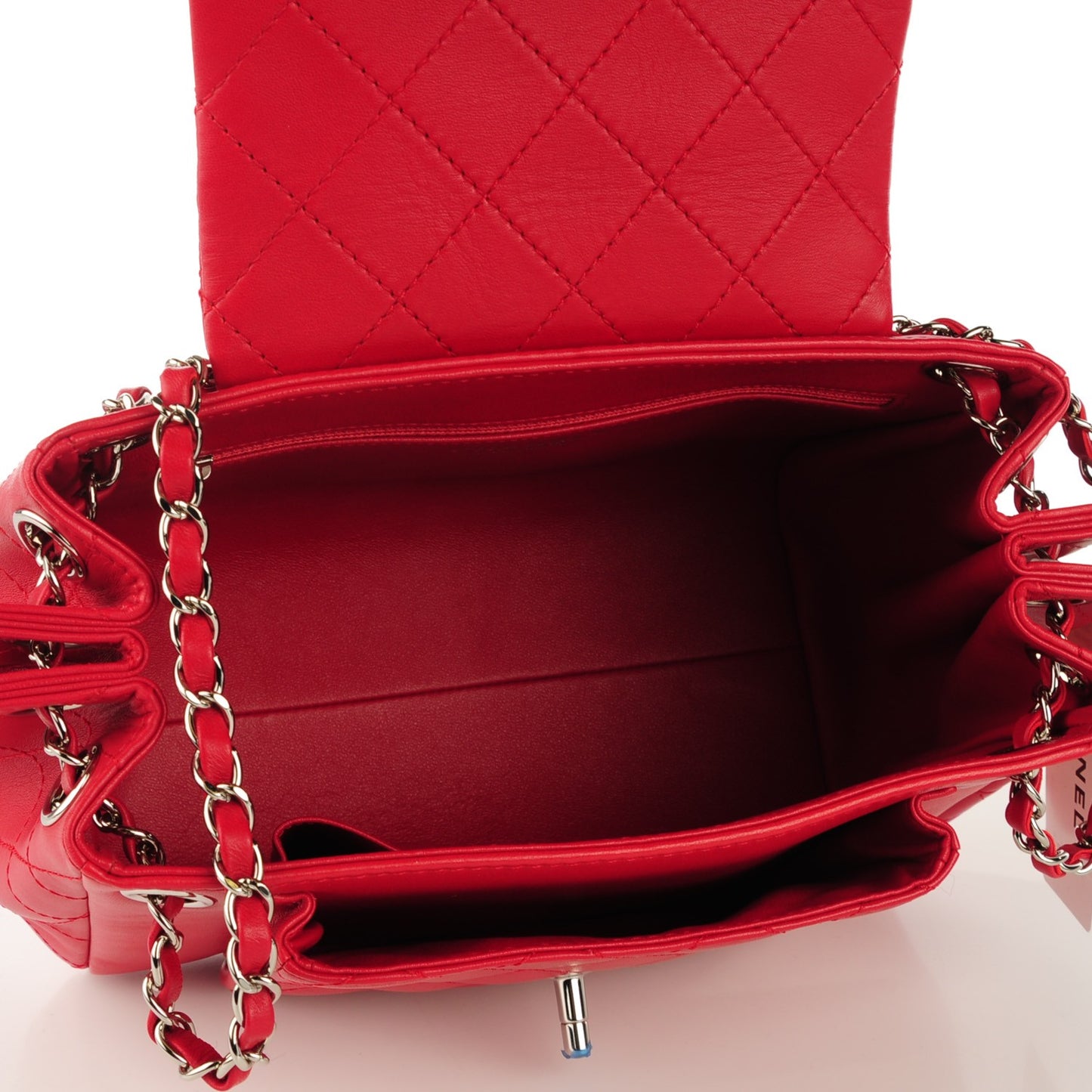 Lambskin Quilted Accordion Flap Red