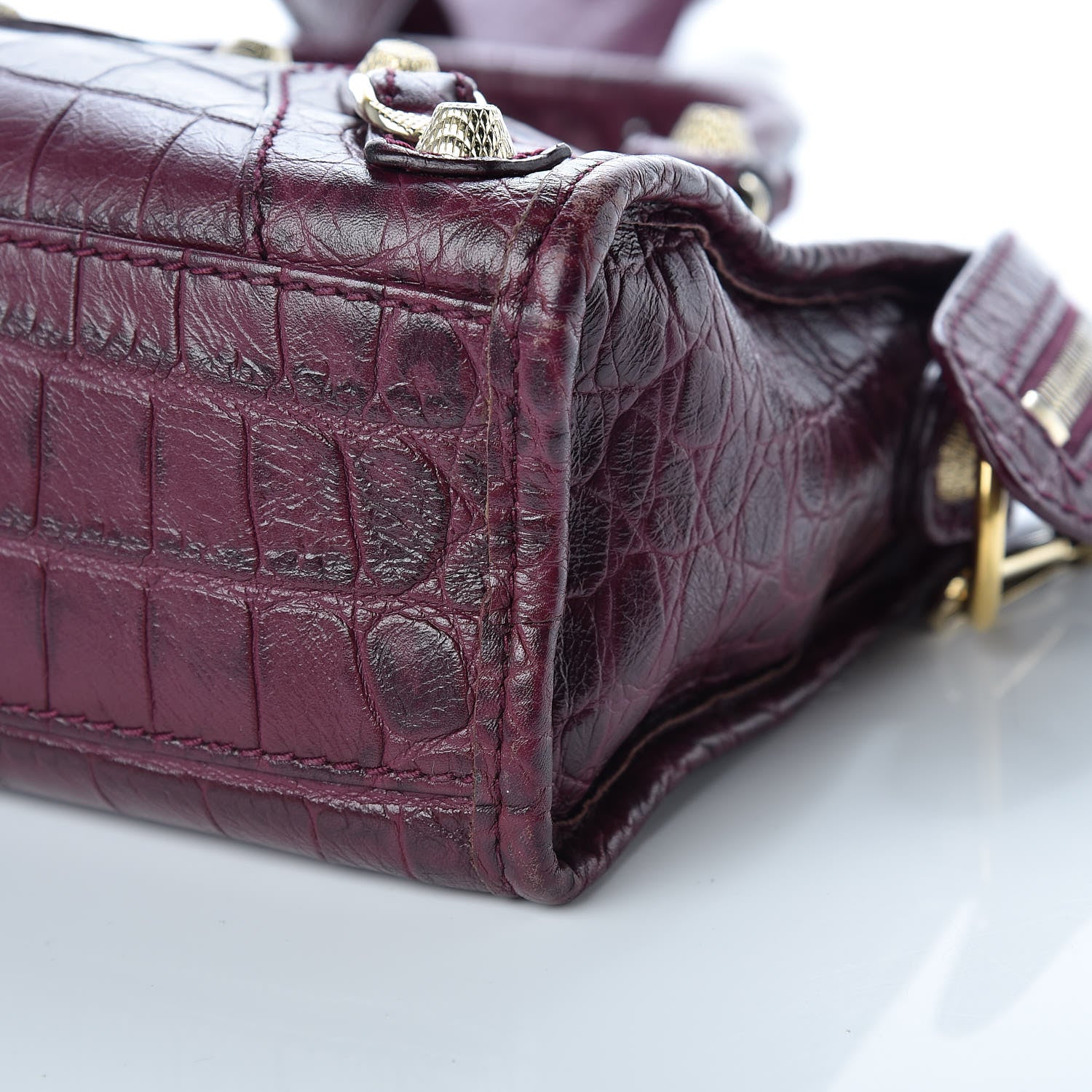 Balenciaga Calfskin Crocodile Embossed Giant 12 Gold Hardware Mini City Violet Prune 13 of 13