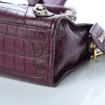 Balenciaga Calfskin Crocodile Embossed Giant 12 Gold Hardware Mini City Violet Prune 13 of 13