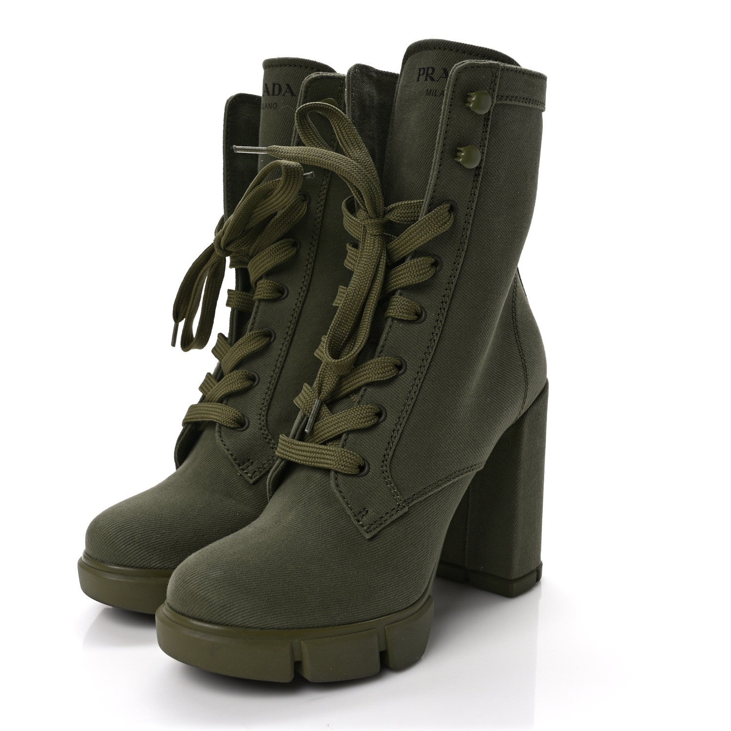 Prada Washed Denim Lace Up 110mm Ankle Boots 39 Militare 3 of 7