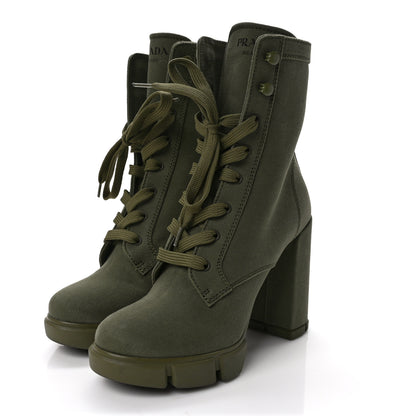 Prada Washed Denim Lace Up 110mm Ankle Boots 39 Militare 3 of 7