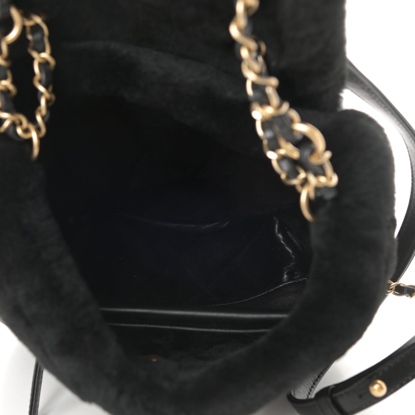 Lambskin Shearling Quilted CC Backpack Black