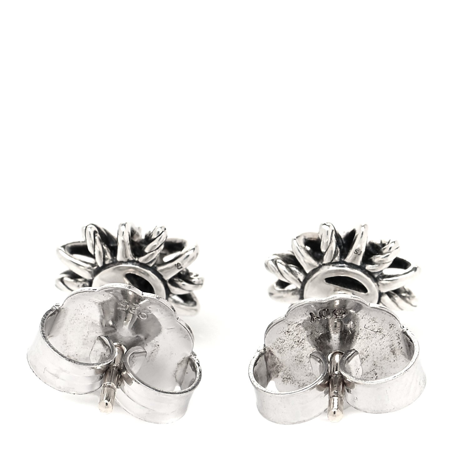 Sterling Silver Diamond 10mm Starburst Earrings