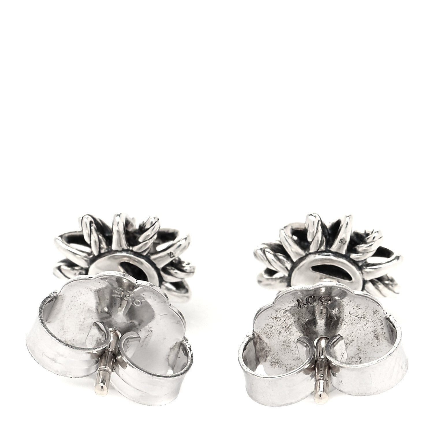 David Yurman Sterling Silver Diamond 10mm Starburst Earrings 3 of 4