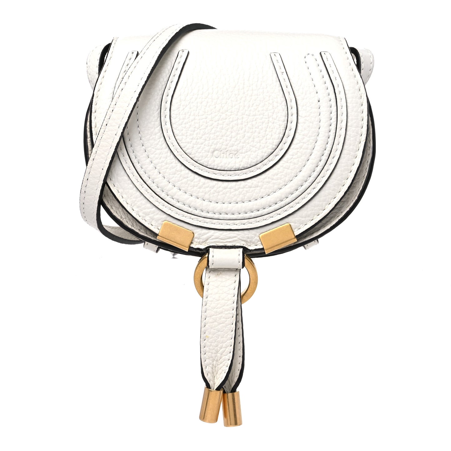 Calfskin Nano Marcie Saddle Bag White