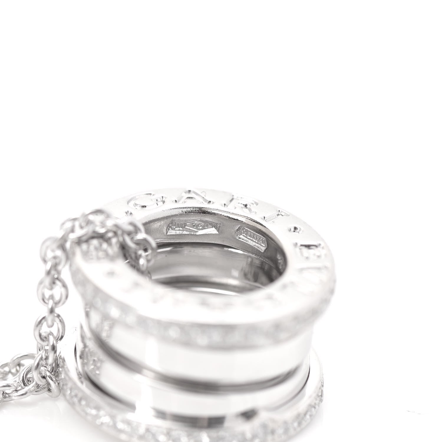 Bulgari 18K White Gold Diamond B.Zero1 Pendant Necklace 5 of 7