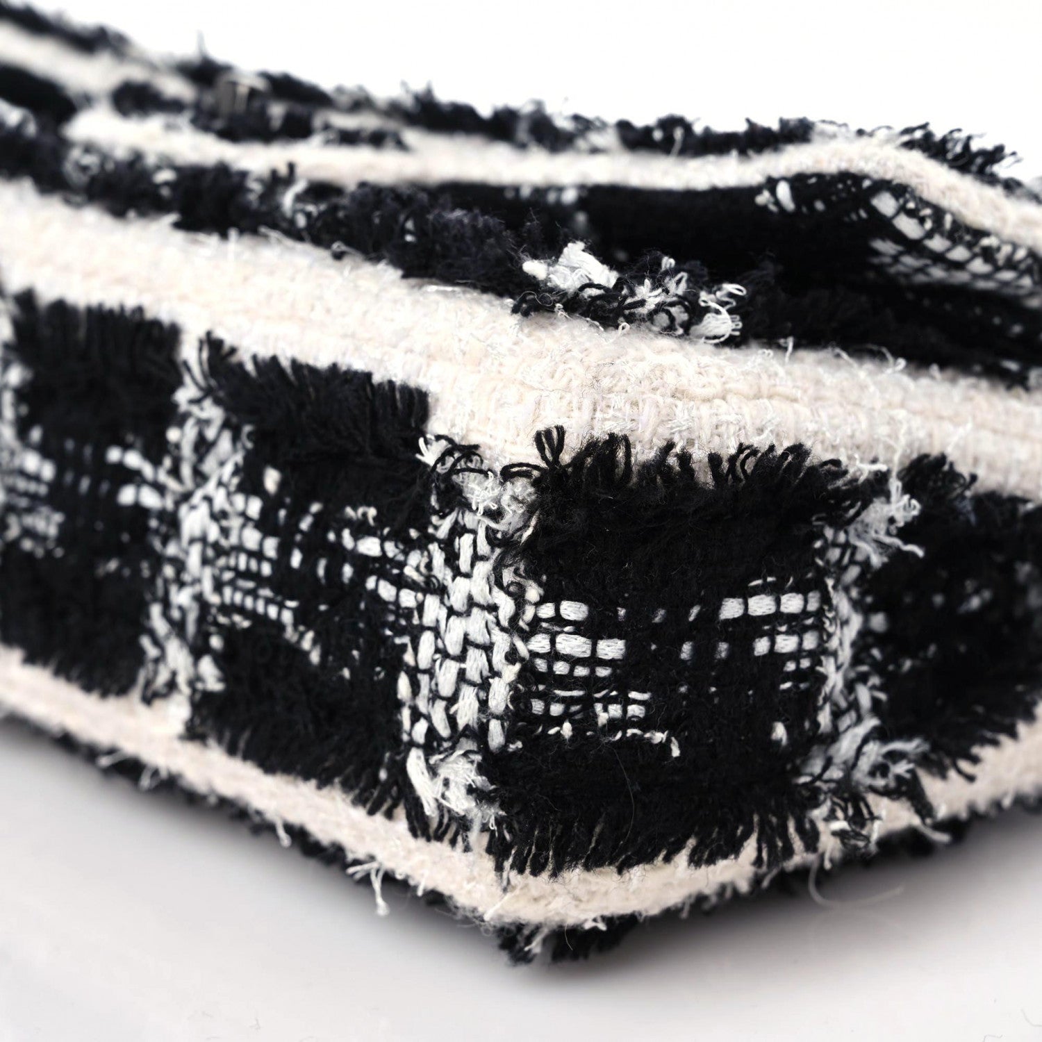 Chanel Tweed Quilted Tartan Medium Double Flap Black White 8 of 10