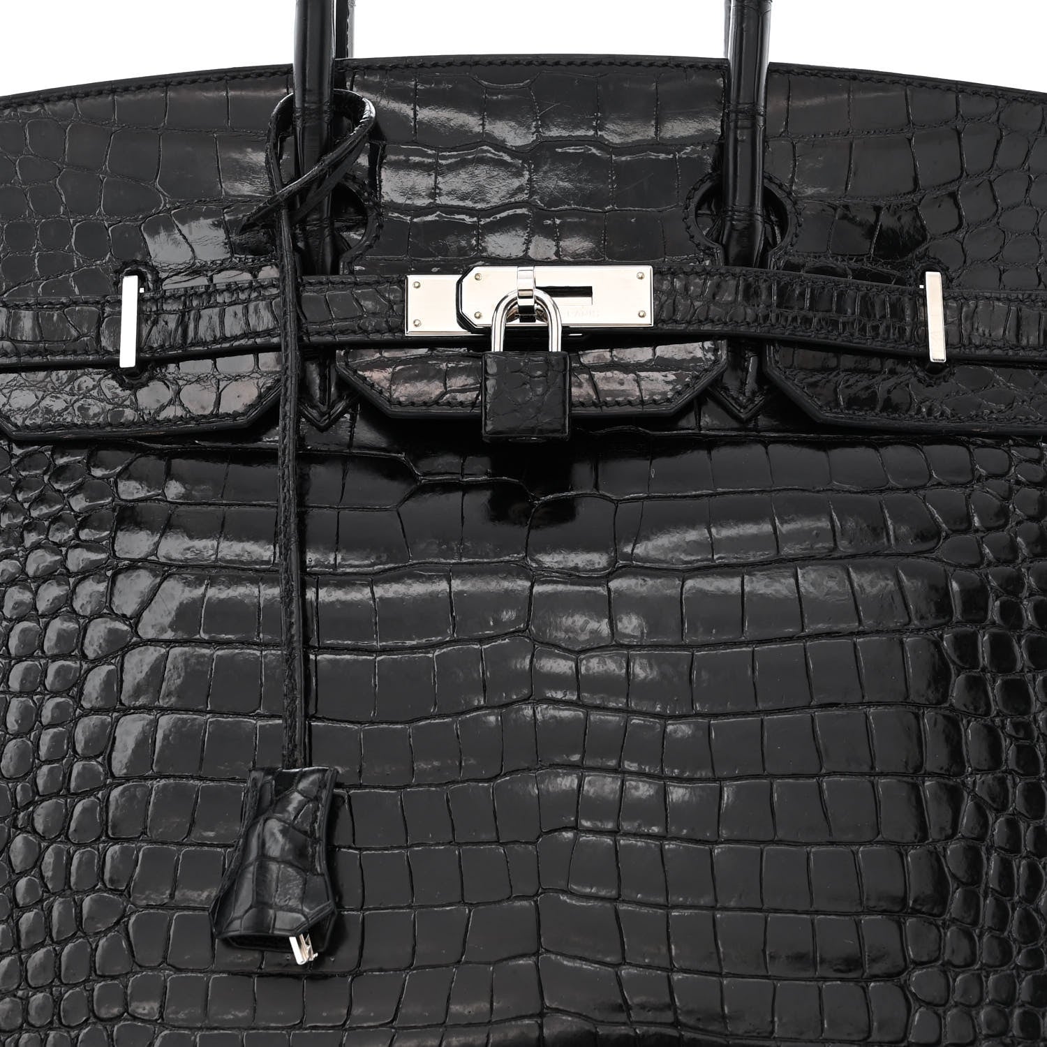 Hermes Shiny Porosus Crocodile Birkin 35 Black 8 of 14