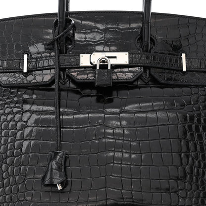 Hermes Shiny Porosus Crocodile Birkin 35 Black 8 of 14