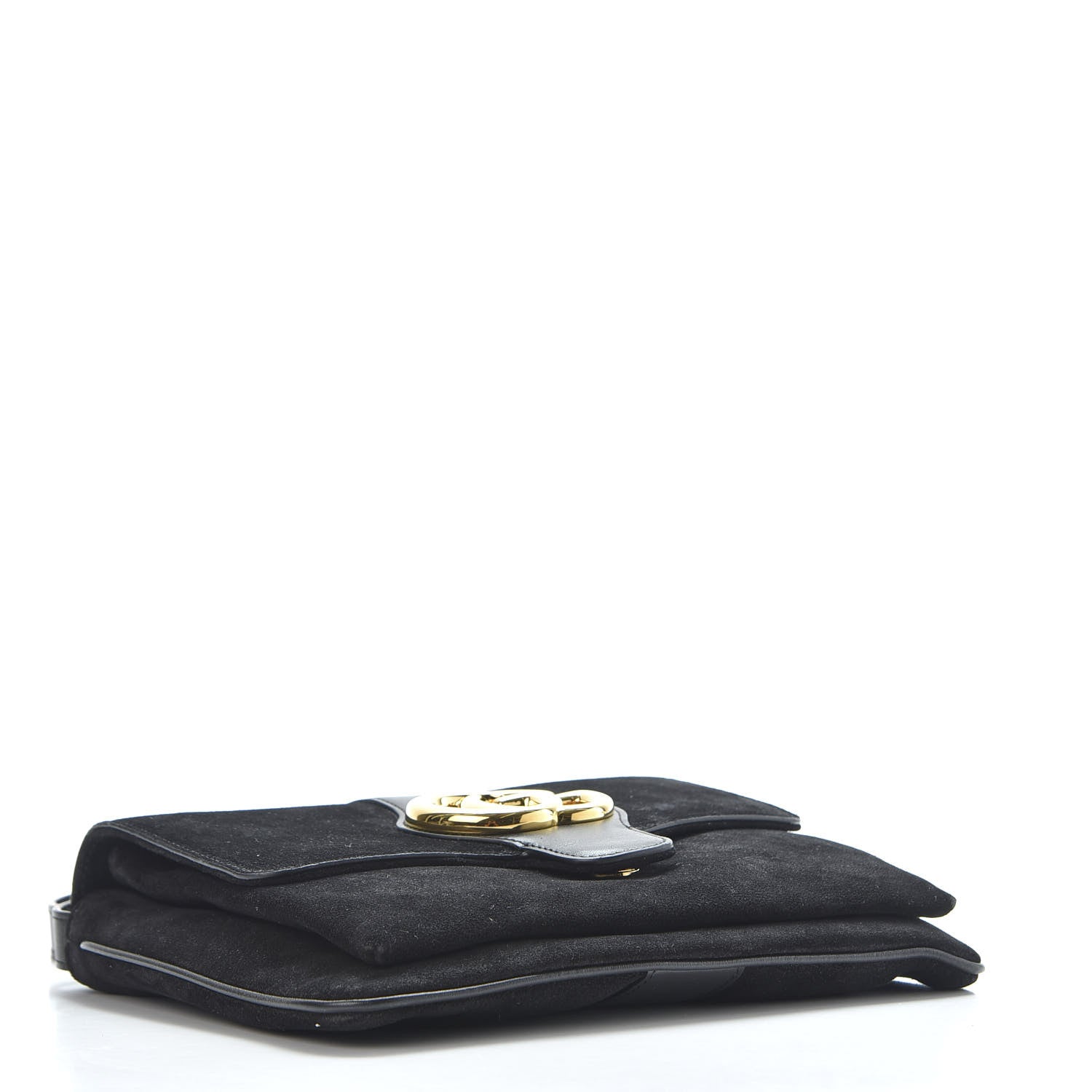 Gucci Suede Medium Arli Flap Shoulder Bag Black 3 of 9