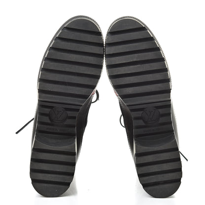 Louis Vuitton Suede Calfskin Damier Azur Overcloud Platform Desert Boots 40 Black 5 of 9