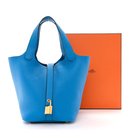 Hermes Taurillon Clemence Picotin Lock 18 PM Bleu Zanzibar 11 of 11