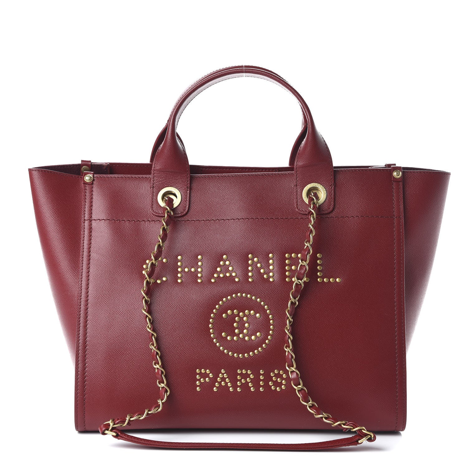 Chanel Caviar Small Studded Deauville Tote Red 1 of 10