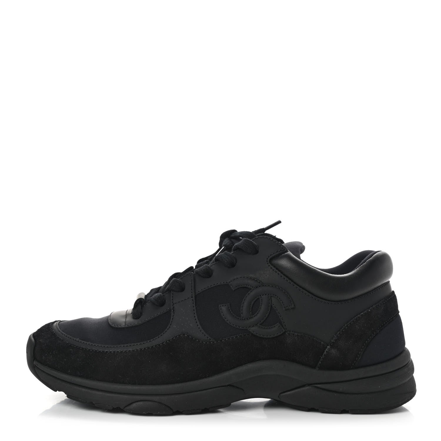 Chanel Toile Suede Calfskin CC Sneakers 39.5 Black 1 of 7