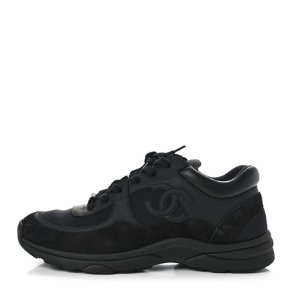 Chanel Toile Suede Calfskin CC Sneakers 39.5 Black 1 of 7