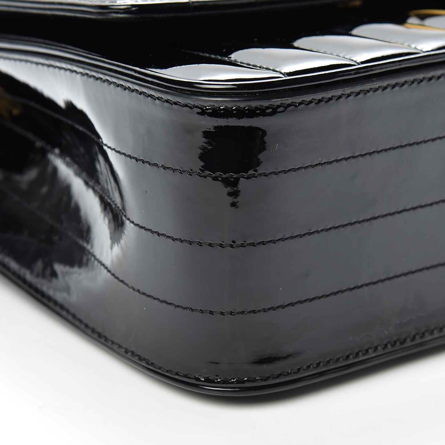 Patent Matelasse Monogram Large Vicky Chain Bag Black