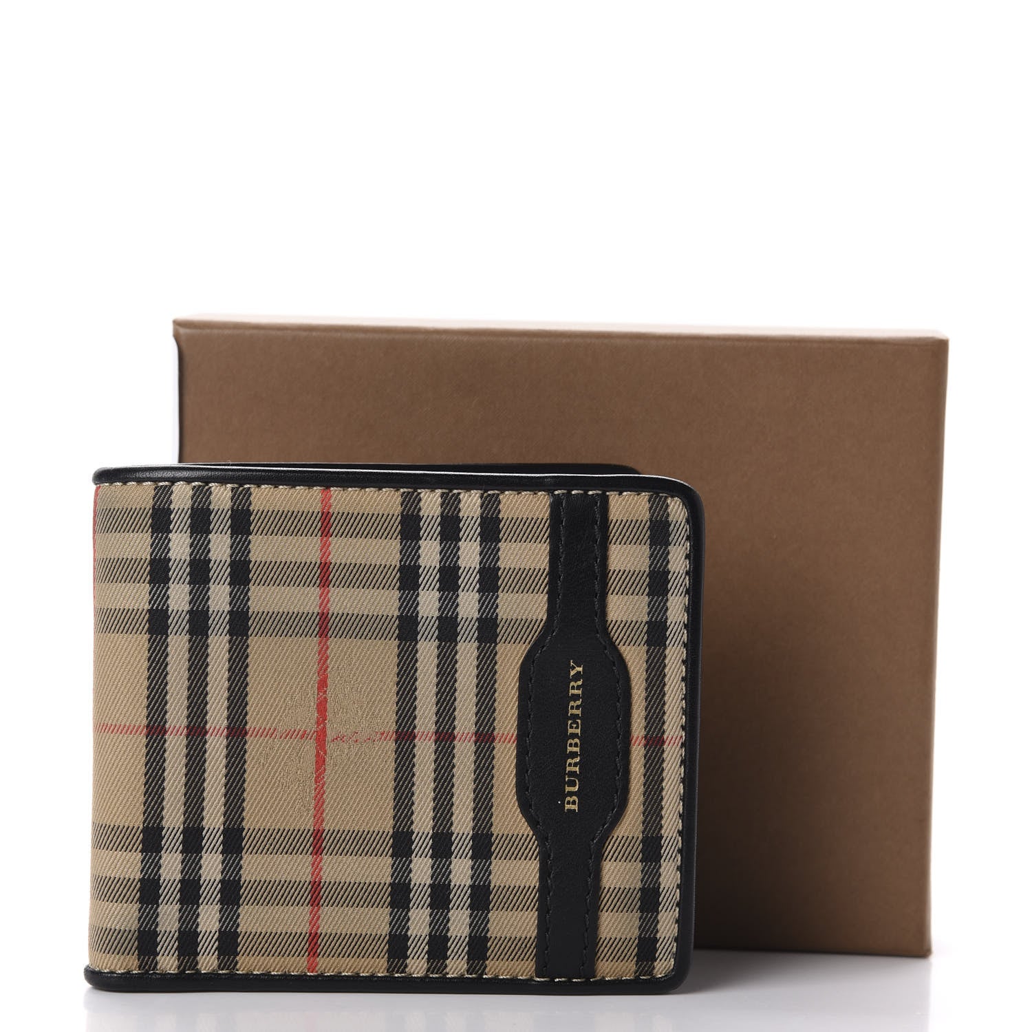 Burberry Calfskin 1983 Knight Check Bi-Fold Wallet Black 8 of 8