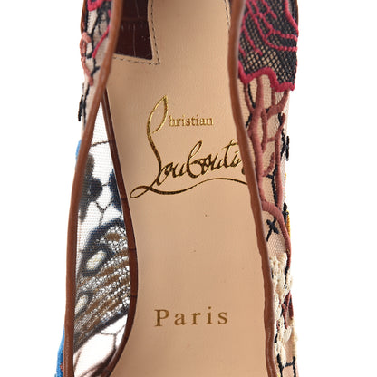 Christian Louboutin Lace Calfskin Crocodile Embossed Follies 100 Pumps 35.5 Cuoio Multicolor 5 of 7
