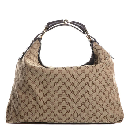 Gucci Monogram Large Horsebit Chain Hobo Dark Brown 1 of 7