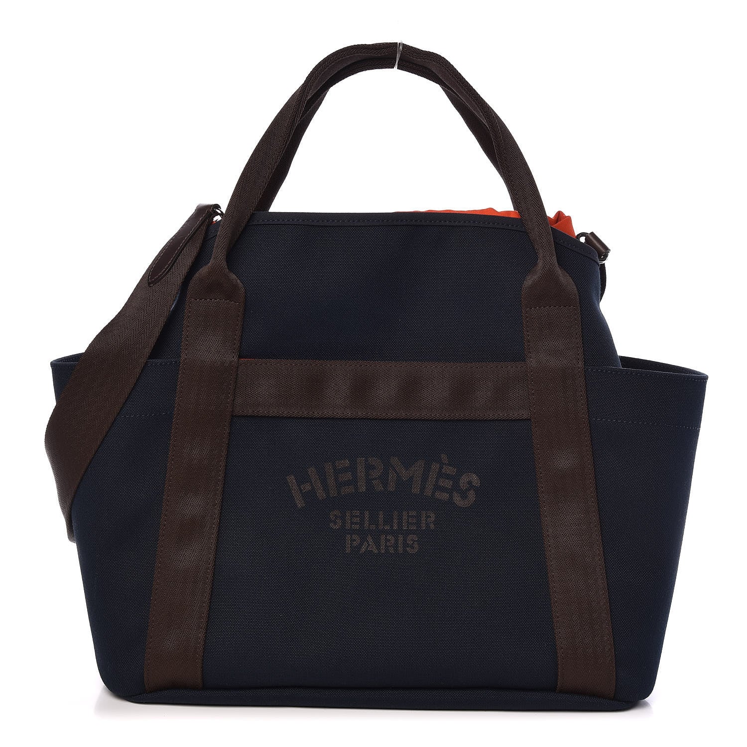 Hermes Toile Sac De Pansage Groom Bleu Navy Feu 1 of 9