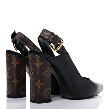 Louis Vuitton Calfskin Monogram Matchmake Slingback Pumps 36 Black 4 of 8