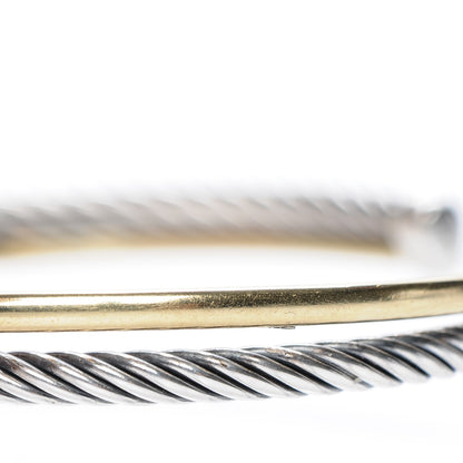 David Yurman Sterling Silver 18K Yellow Plated Gold 5mm Crossover Cuff 6 of 7