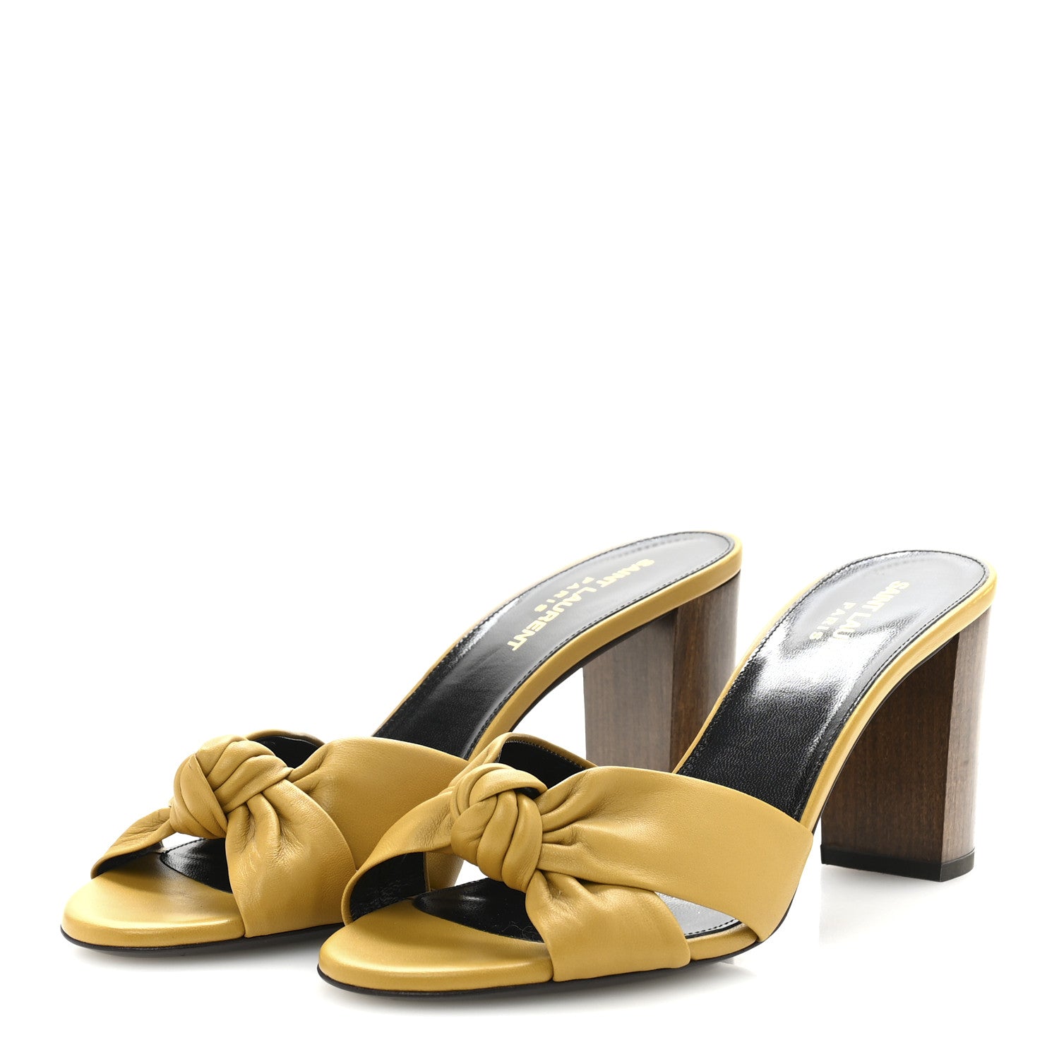 Saint Laurent Lambskin Bianca Mules 39.5 Jaune Safari 4 of 10
