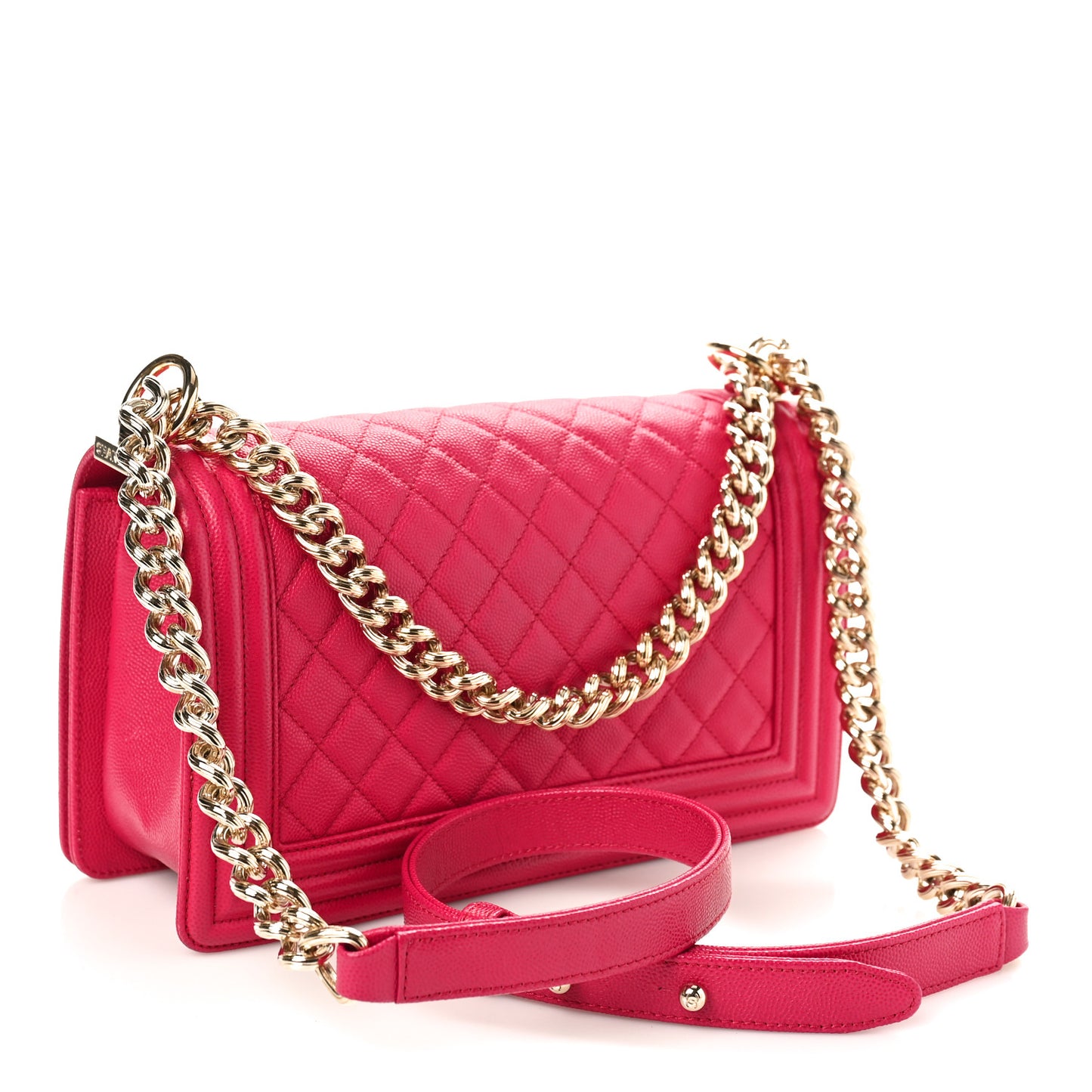 Caviar Quilted Medium Boy Flap Fuchsia