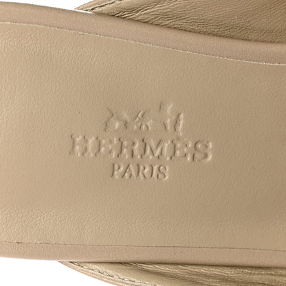 Hermes Shiny Lizard Calfskin Oz Mules 36 Beige Sarrazin 6 of 9
