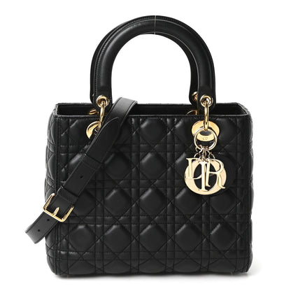 Christian Dior Lambskin Cannage Medium Lady Dior Black 1 of 9